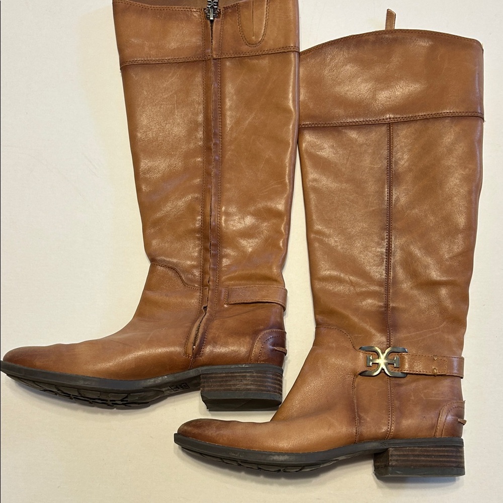 Sam Edelman Women's Priscilla Tall Boots Size 8M Leather Brown Zip Up Logo - Picture 6 of 12